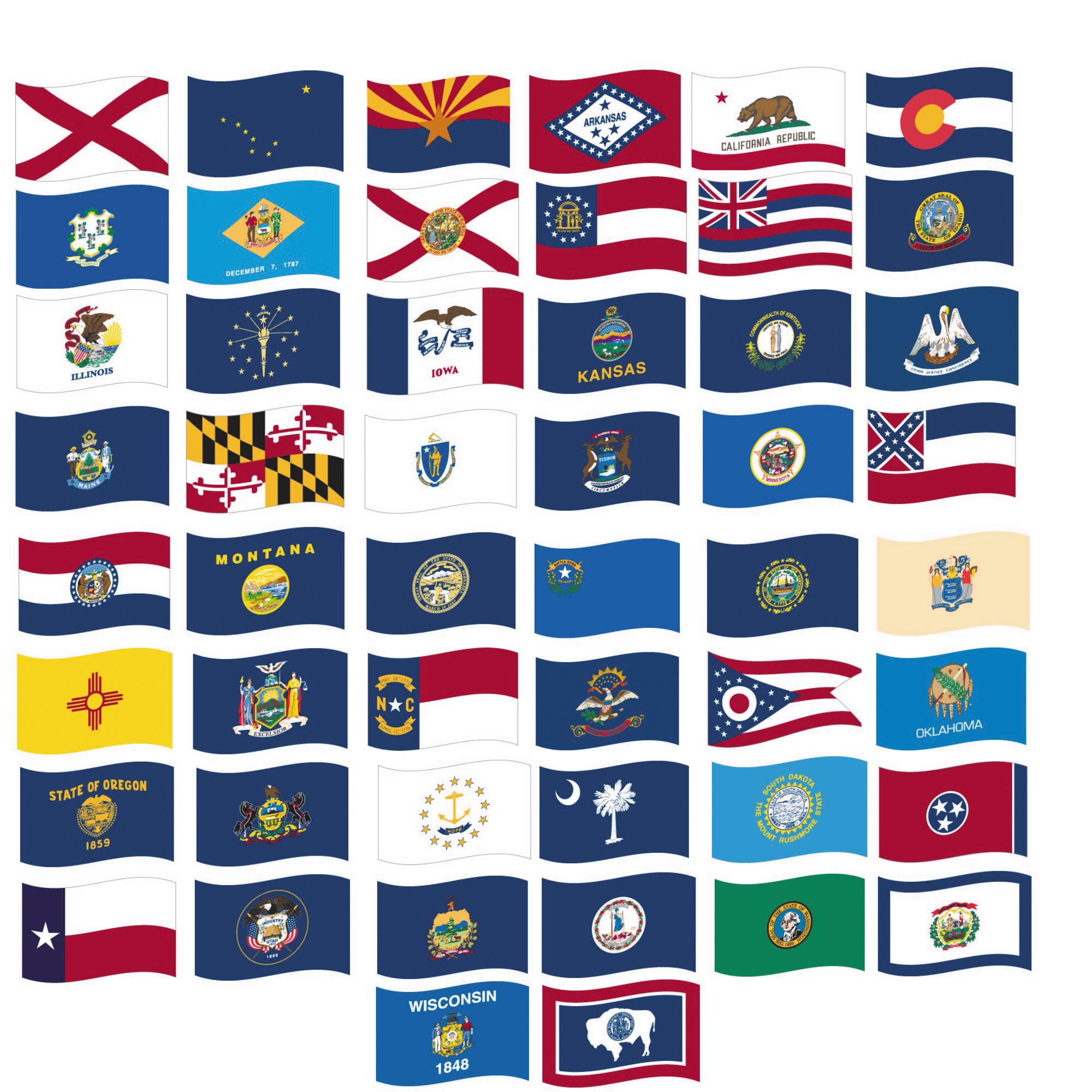 All 50 States Flags And Names